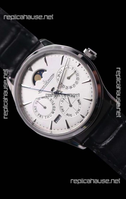 Jaeger LeCoultre Master Ultra Thin Perpetual Swiss Replica Watch in White Dial 