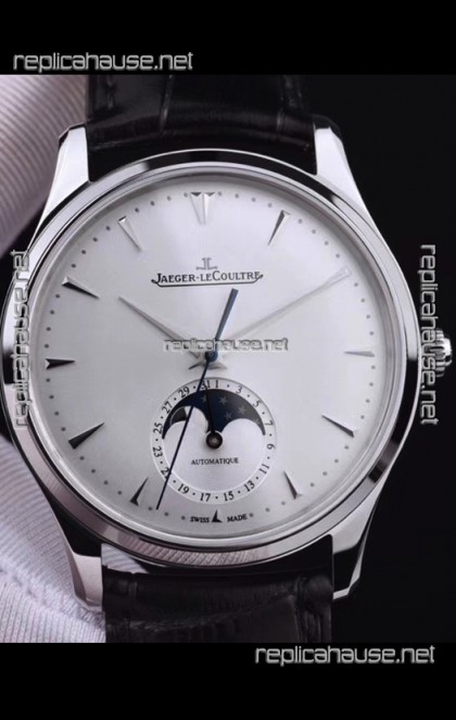 Jaeger LeCoultre Master Ultra Thin Moon Stainless Steel 1:1 Mirror Replica Watch 