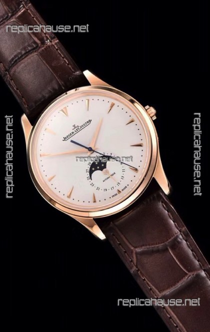 Jaeger LeCoultre Master Ultra Thin Moon Pink Gold 1:1 Mirror Replica Watch 