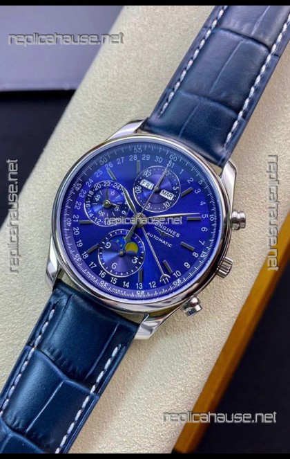 Longines Master Collection REF L2.673.4.92.0 Swiss Replica Watch in Blue Dial Leather Strap