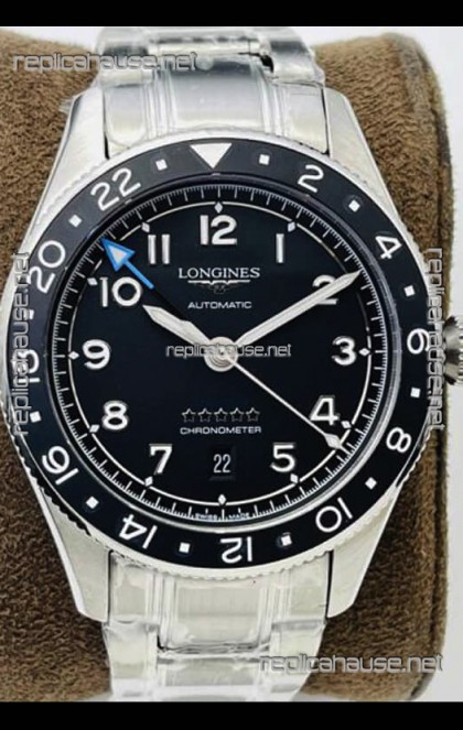 Longines Spirit ZULU Time 1:1 Mirror Replica Watch in 904L Steel Casing - Swiss L844.4 Automatic Movement