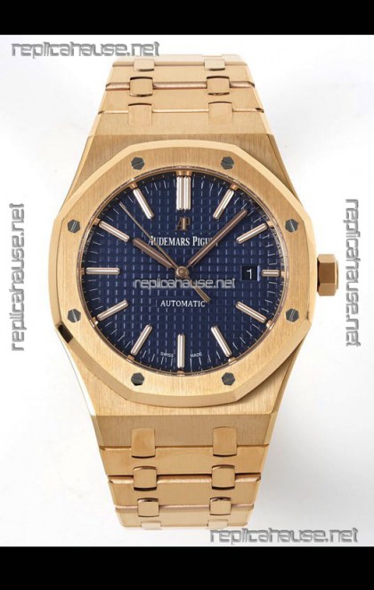 Audemars Piguet Royal Oak 15400 41MM Blue Dial 904L Rose Gold CALIBRE 3120 Movement 1:1 Mirror Replica