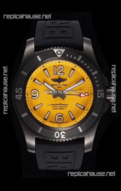 Breitling Superocean Automatic 46 Black Steel - Yellow Dial in DLC Coated Casing 