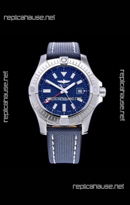 Breitling Avenger 43 Automatic Blue Dial Military Strap 1:1 Mirror Swiss Replica Watch 