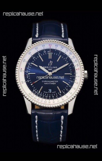 Breitling Navitimer 1 Automatic Swiss Replica Watch in Blue Dial - Leather Strap