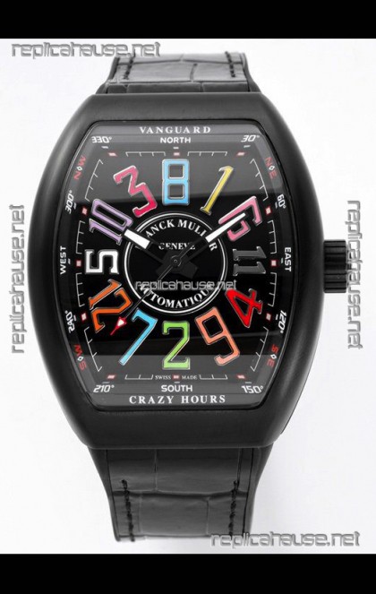 Franck Muller Vanguard Crazy Color Hours in DLC Coated Casing Swiss Replica Watch 