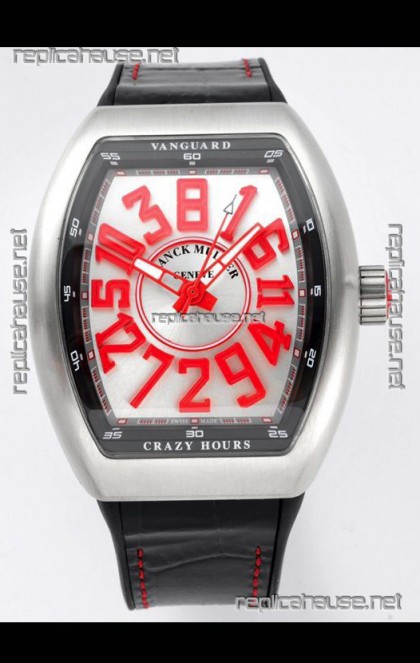 Franck Muller Vanguard Crazy Hours in Stainless Steel - White Dial Swiss Replica Watch 