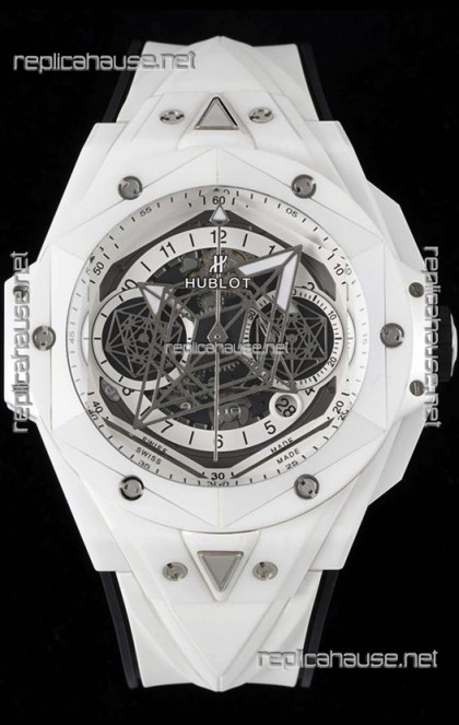 Hublot Big Bang UNICO Sang Bleu II White Ceramic 1:1 Mirror Quality Swiss Replica Watch 
