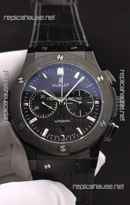 Hublot Classic Fusion Chronograph Ceramic Casing/Bezel Carbon Dial  1:1 Mirror Replica Watch 