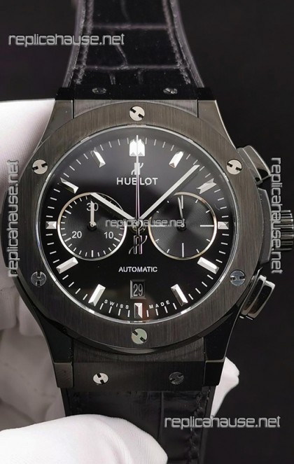 Hublot Classic Fusion Chronograph Ceramic Casing/Bezel Black Dial  1:1 Mirror Replica Watch 