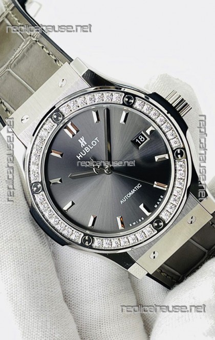 Hublot Classic Fusion Stainless Steel Grey Dial Swiss Replica Watch 1:1 Mirror Quality 