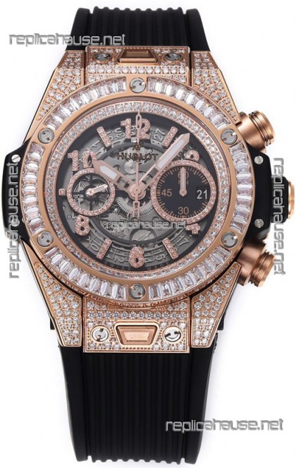 Hublot Big Bang Unico Rose Gold Diamonds Casing 1:1 Mirror Edition Swiss Replica Watch