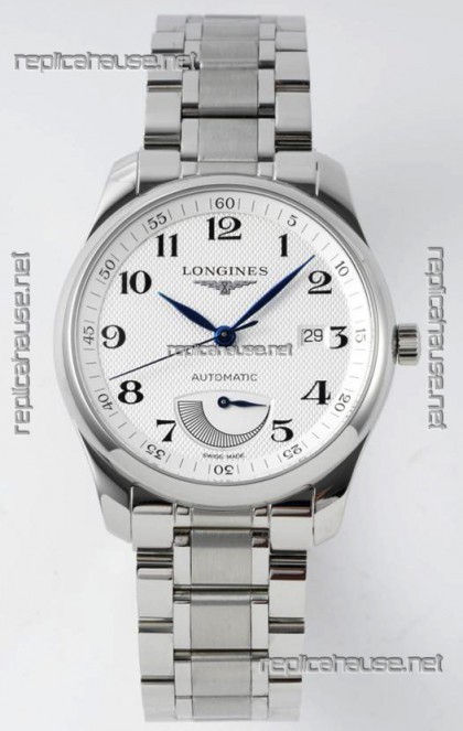 Longines Master Collection Automatic Power Reserve White Dial Swiss Replica Watch Steel Strap