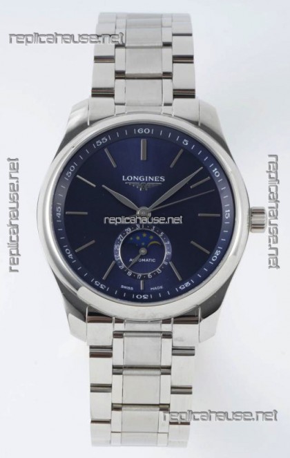 Longines Master Collection Automatic Moonphase Blue Dial Swiss Replica Watch Steel Strap