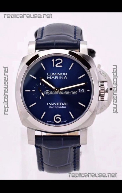 Panerai Luminor PAM01393 Automatic Blue Dial 42MM 1:1 Mirror Quality - 904L Steel in Leather Strap