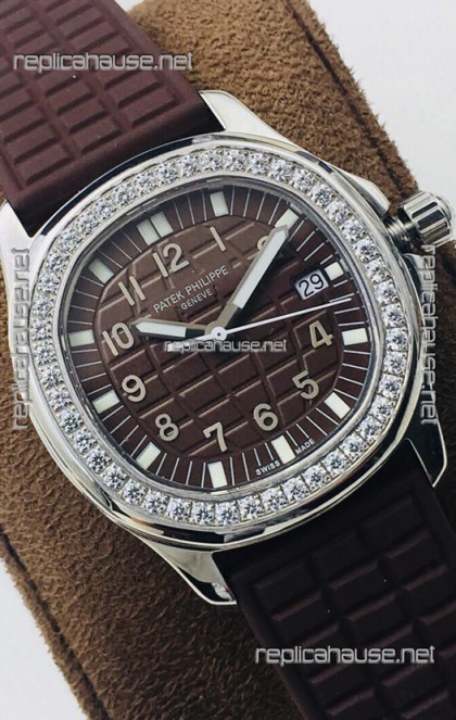 Patek Philippe Aquanaut 5067A Swiss Replica Brown Dial in Stainless Steel Diamonds Bezel 35MM