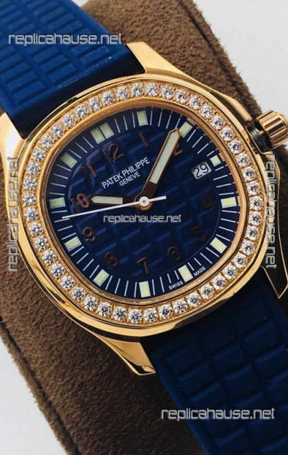 Patek Philippe Aquanaut 5067A Swiss Replica Watch in Yellow Gold Blue Dial - 35MM