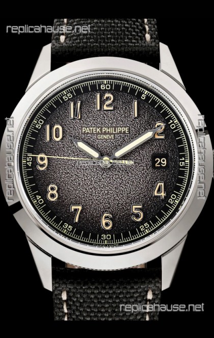 Patek Philippe Calatrava 5226G-001 904L Steel 1:1 Mirror Replica Watch Hybrid Leather/Canvas Strap