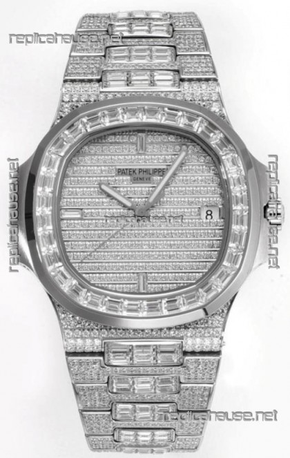 Patek Philippe Nautilus 5711/A Swiss Replica Watch 1:1 Mirror Replica in 904L Steel Diamonds Casing