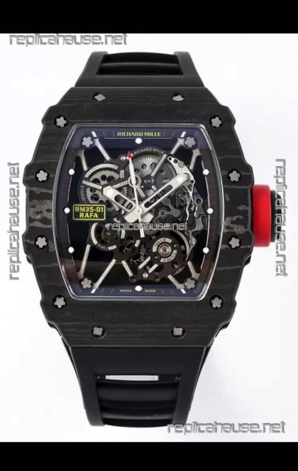 Richard Mille RM35-01 Rafael Nadal Carbon Fiber Casing with Genuine Tourbillon Super Clone Watch 