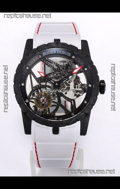 Roger Dubuis Excalibur Spider Flying Tourbillon Skeleton Carbon Casing 42MM  1:1 Mirror Swiss Watch