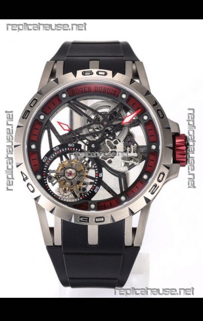 Roger Dubuis Excalibur Spider Flying Tourbillon Skeleton Titanium Casing 45MM  1:1 Mirror Swiss Watch