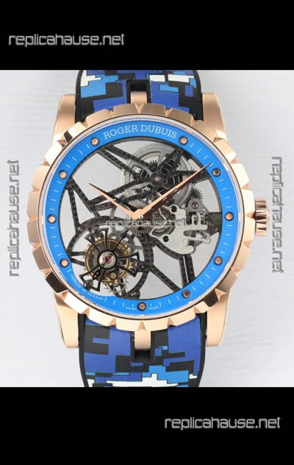 Roger Dubuis Excalibur Spider Flying Tourbillon Skeleton Rose Gold Casing 42MM  1:1 Mirror Swiss Watch