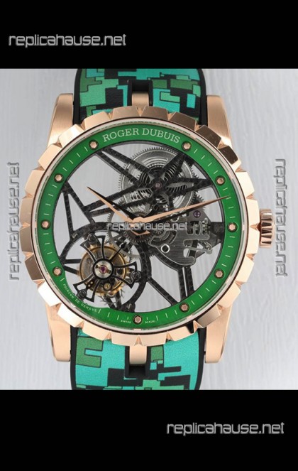 Roger Dubuis Excalibur Spider Flying Tourbillon Skeleton Rose Gold Casing 42MM  1:1 Mirror Swiss Watch