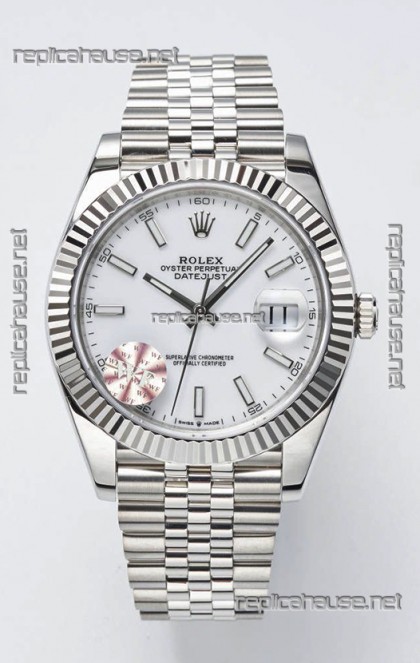 Rolex Datejust Cal.3235 Movement Swiss Watch 1:1 Mirror Replica 904L Steel 41MM - White Dial 