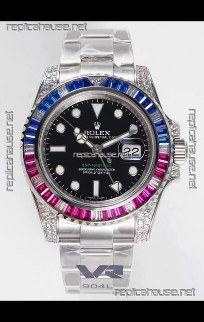 Rolex GMT Masters II Diamonds Swiss watch in 904L Case - 1:1 Mirror Quality