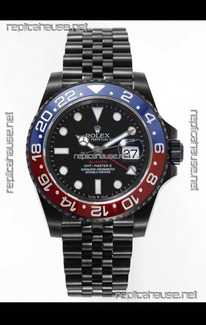 Rolex GMT Masters II REF.126710BLRO PEPSI BLAKEN Swiss Replica - 904L Steel in DLC Coating