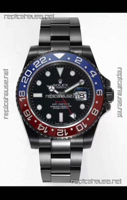 Rolex GMT Masters II REF.126710BLRO PEPSI BLAKEN Swiss Replica - 904L Steel in DLC Coating