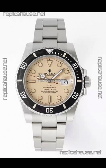 Rolex Submariner DiW Stainless Steel Casing Black Ceramic Bezel Edition Watch 