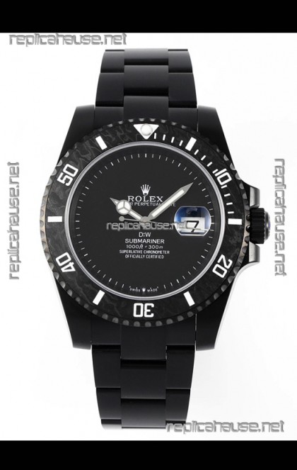 Rolex Submariner DiW DLC Coated Steel Casing Black Ceramic Bezel Edition Watch 