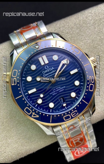 Omega Seamaster 300M Co-Axial Master Chronometer Blue Dial Two Tone Casing 1:1 Mirror Replica