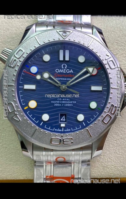 Omega Seamaster 300M Co-Axial Master Chronometer Blue Dial Titanium Bezel - 1:1 Mirror Replica