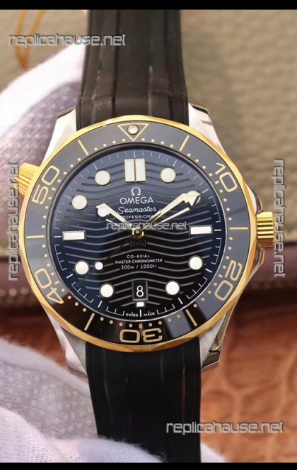 Omega Seamaster 300M Co-Axial Master Chronometer Black Dial Two Tone Casing 1:1 Mirror Replica