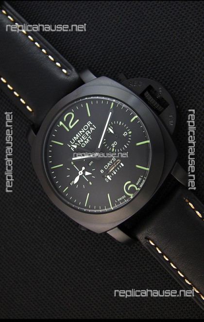 Panerai Luminor GMT 8 Days Power Reserve Japanese Replica PVD Case Watch