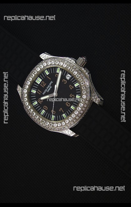 Patek Philippe Aquanaut Swiss Replica Watch with Diamonds Encrusted Casing 