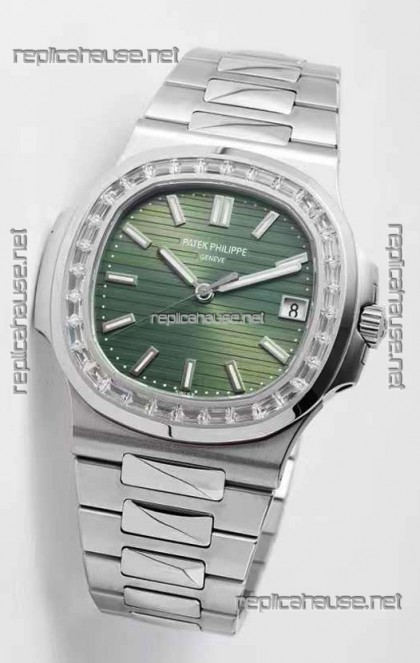 Patek Philippe Nautilus 5711/1A-014 1:1 Mirror Swiss Replica Watch in Green Dial 904L Steel 
