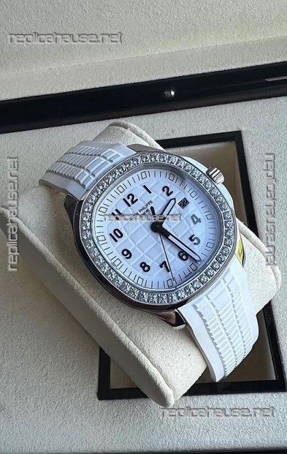 Patek Philippe Aquanaut 5267 Swiss Replica White Dial in Stainless Steel Diamonds Bezel 38.5MM