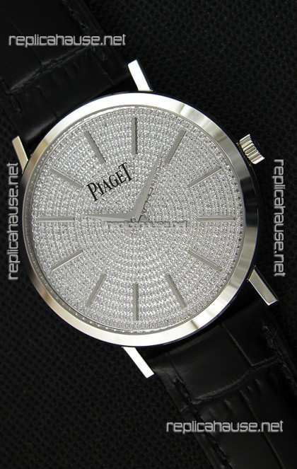 Piaget Altiplano G0A36128 Paved Diam Dial Swiss Quartz Replica Watch in Steel Case