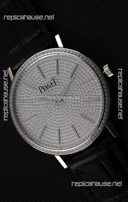 Piaget Altiplano G0A36128 Paved Diam Dial Swiss Quartz Replica Watch in Steel Case