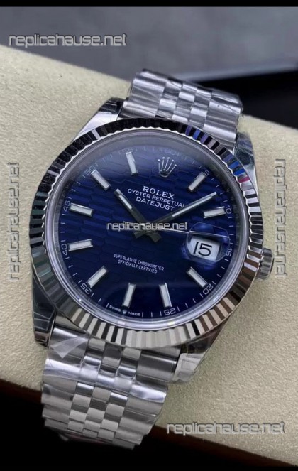 Rolex Datejust Cal.3235 Movement 1:1 Mirror Replica 904L Steel 41MM - Blue Fluted Motif Dial