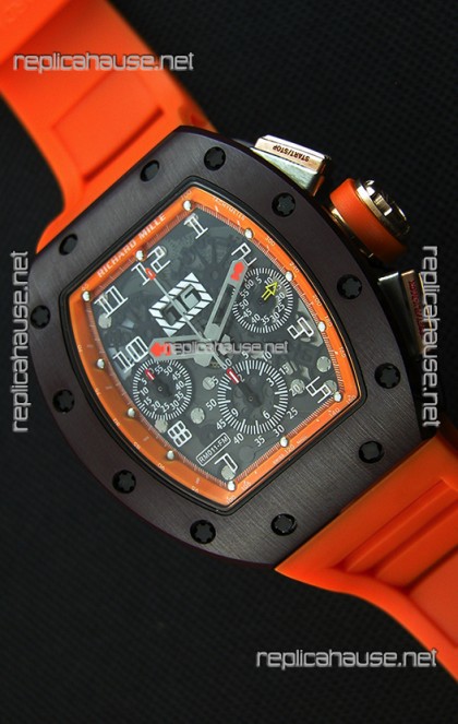 Richard Mille RM011-FM Felipe Massa One Piece Ceramic Case Watch in Orange Strap
