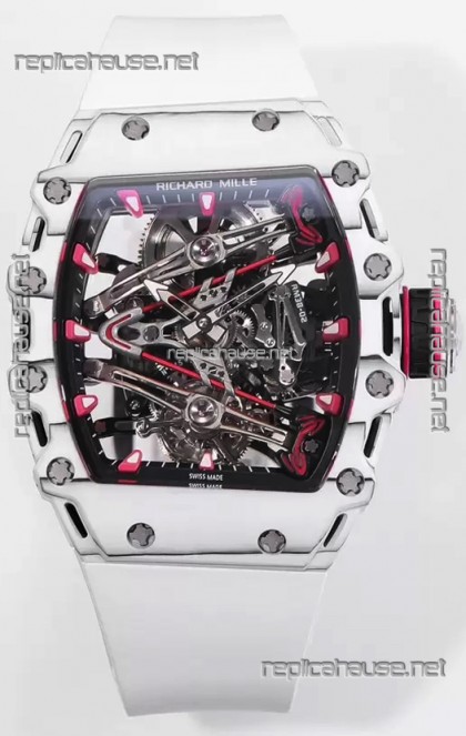 Richard Mille RM38-02 White Carbon Bubba Watson White Rubber Tourbillon Movement 1:1 Mirror Replica