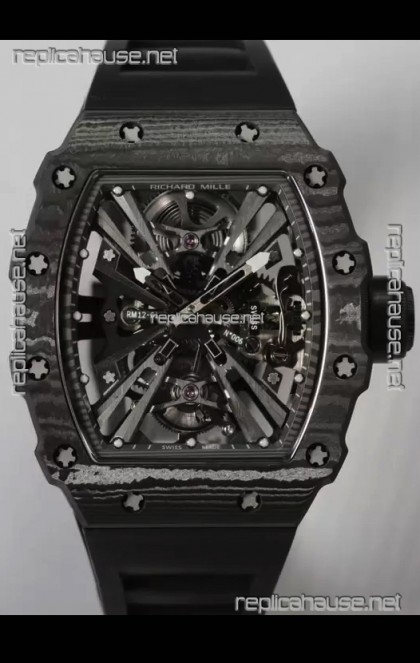 Richard Mille RM12-01 Carbon Fiber Case Genuine Tourbillon Movement 1:1 Mirror Replica Watch