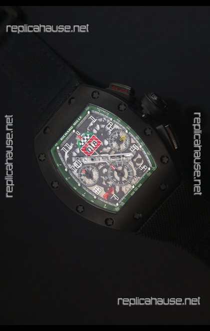 Richard Mille RM011 Filipe Massa PVD Swiss Replica Watch in Black Nylon Strap
