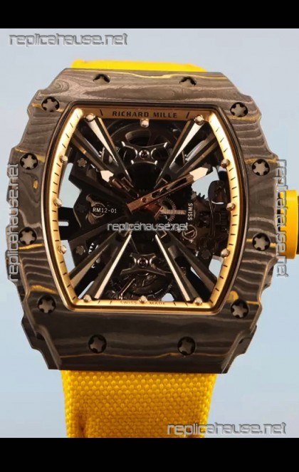 Richard Mille RM12-01 Carbon Fiber Case Genuine Tourbillon Movement 1:1 Mirror Replica Watch