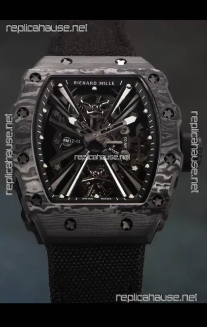 Richard Mille RM12-01 Carbon Fiber Case Genuine Tourbillon Movement 1:1 Mirror Replica Watch